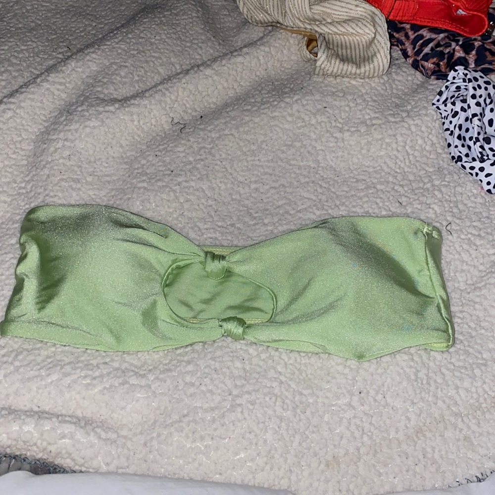 Light green bandeau bathing suit top